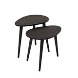 Set Masuta de Cafea, 2 bucati, Lemn Masiv, Gri - Nuc, 50x48x33 cm - Gri