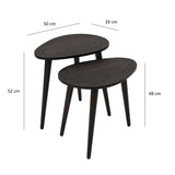 Set Masuta de Cafea, 2 bucati, Lemn Masiv, Gri - Nuc, 50x48x33 cm - Gri