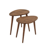 Set Masuta de Cafea, 2 bucati, Lemn Masiv, Gri - Nuc, 50x48x33 cm - Nuc