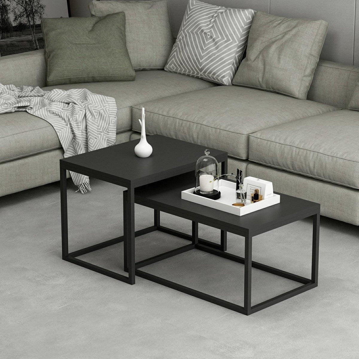 Set Masuta de Cafea Leka - Black, Negru, 60x45x47 cm
