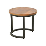 Set Masute de Cafea cu 3 Piese, Lemn de Mango și Picioare de metal, Nuanta Nuc, Diverse, 70x70x45 cm