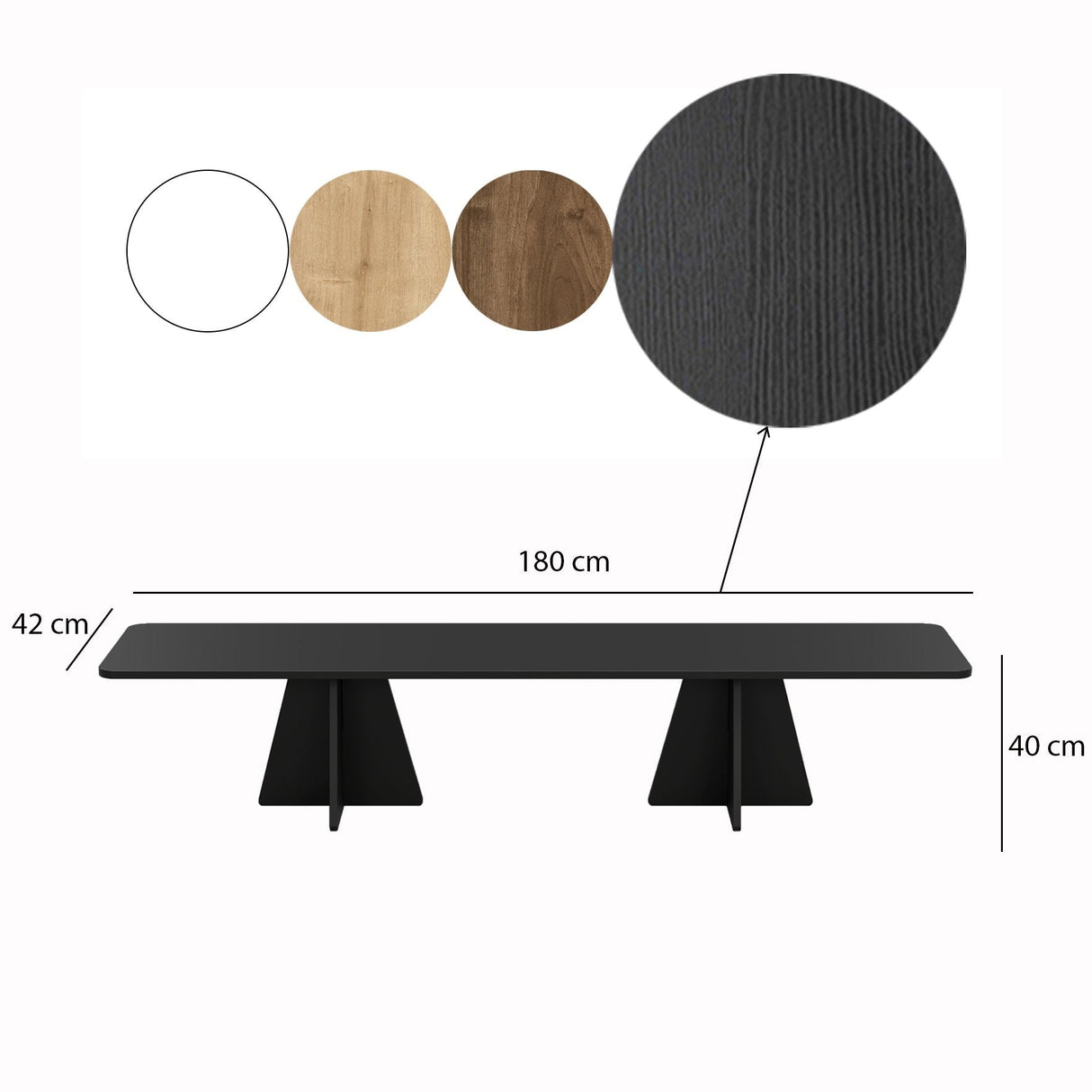 Set măsuțe de cafea Mushroom, Negru - Sapphire Oak, 180x42x40 cm - Negru