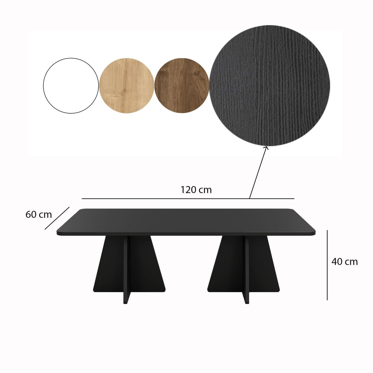 Set măsuțe de cafea Mushroom, Negru - Sapphire Oak, 180x42x40 cm - Negru