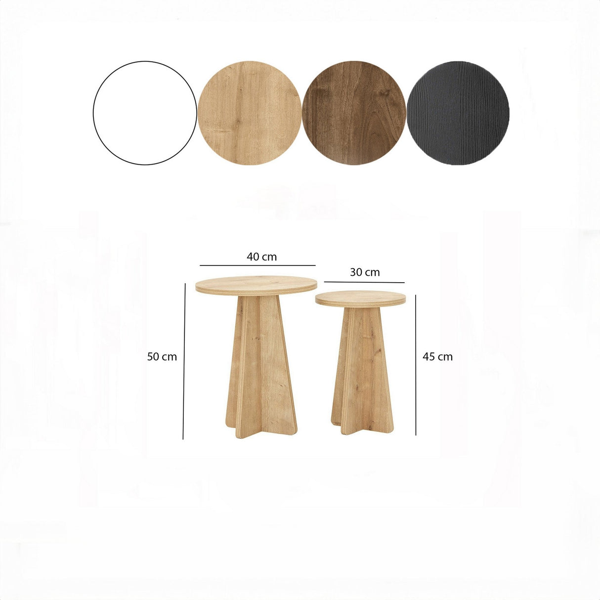 Set măsuțe de cafea Mushroom, Negru - Sapphire Oak, 180x42x40 cm - Sapphire Oak