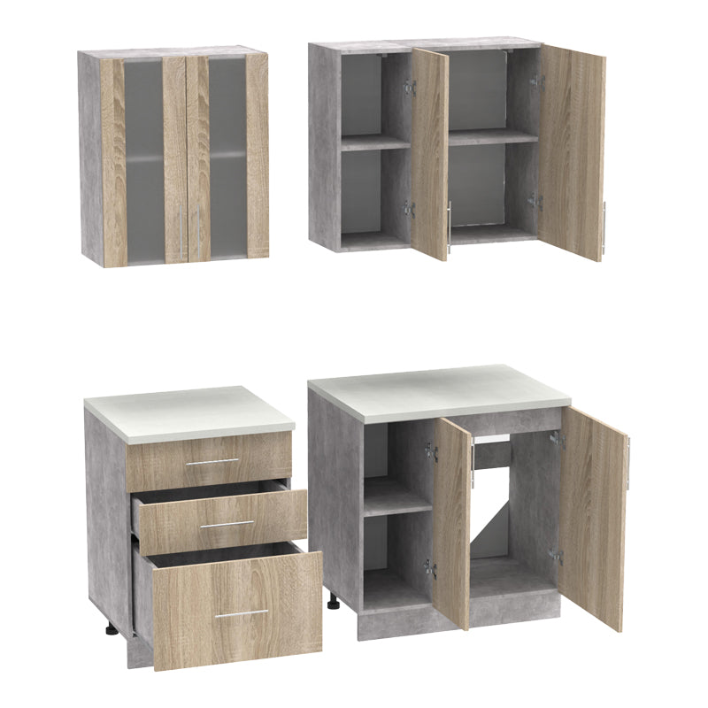 Set mobila bucatarie 4 buc Festa II, Sonoma, 140x60x85 cm