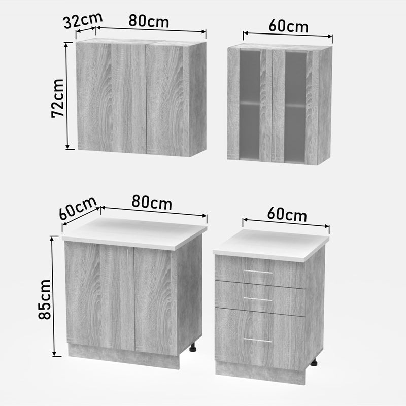 Set mobila bucatarie 4 buc Festa II, Sonoma, 140x60x85 cm