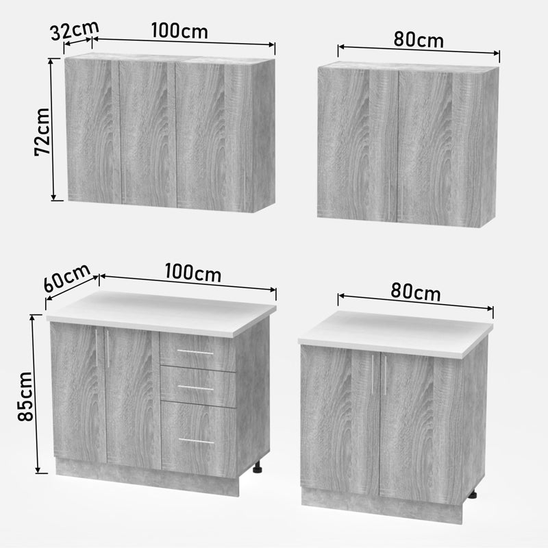 Set mobila bucatarie 4 buc Festa V, Sonoma, 160x60x85 cm
