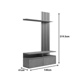 Set mobila living cu aspect de marmura, Perlento, culori bej și sonoma, lemn, 140x41x219 cm