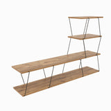 Set Mobila Sufragerie Basak, Alb - Stejar - Gri, 150x93x30 cm, 120x30x50 cm - Stejar