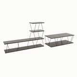 Set Mobila Sufragerie Basak, Alb - Stejar - Gri, 150x93x30 cm, 120x30x50 cm - Antracit