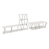 Set Mobila Sufragerie Basak, Alb - Stejar - Gri, 150x93x30 cm, 120x30x50 cm - Alb