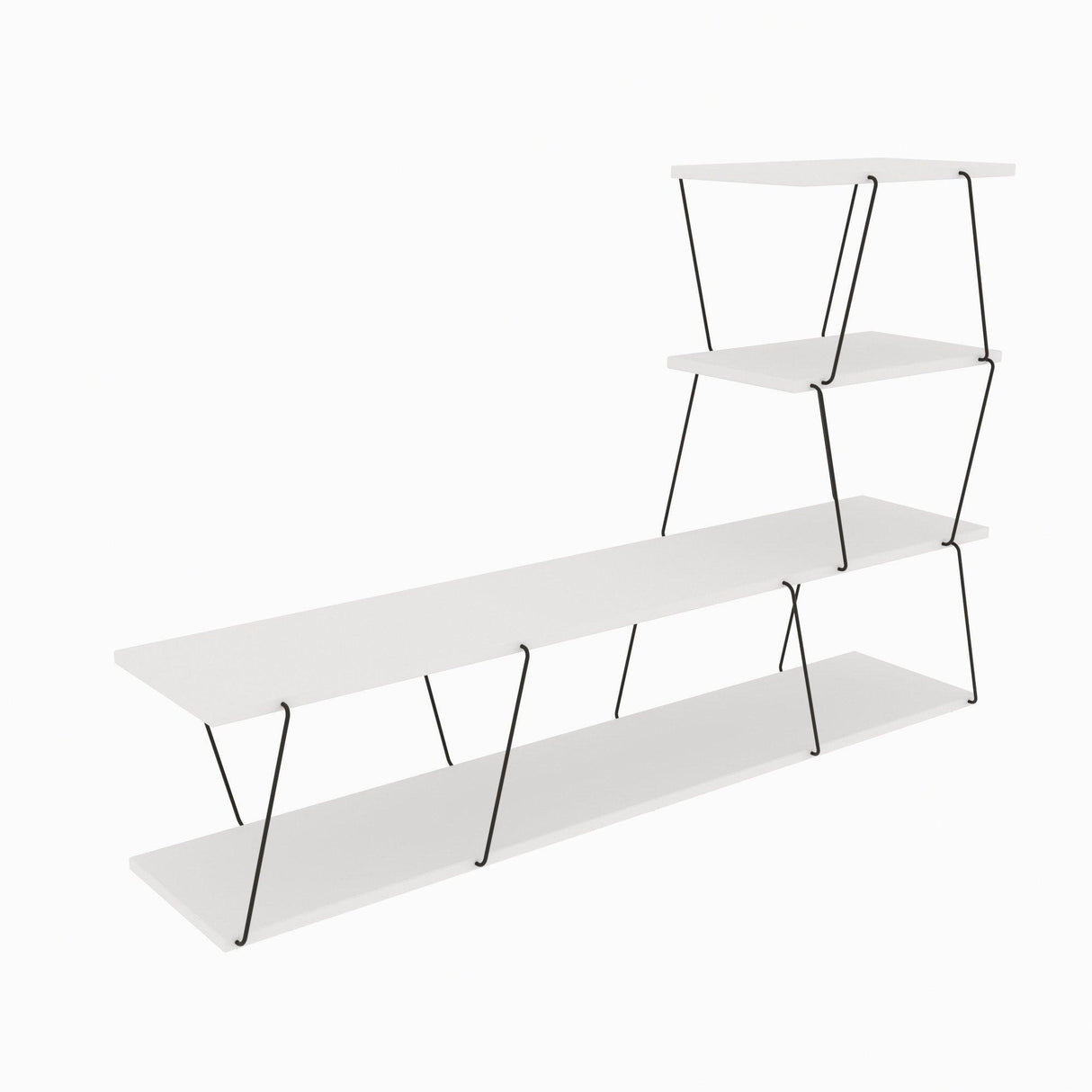 Set Mobila Sufragerie Basak, Alb - Stejar - Gri, 150x93x30 cm, 120x30x50 cm - Alb