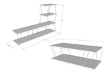 Set Mobila Sufragerie Basak, Alb - Stejar - Gri, 150x93x30 cm, 120x30x50 cm - Alb