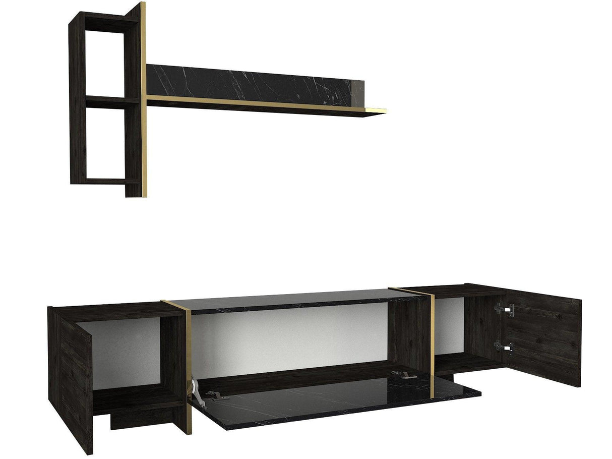 Set Mobila Sufragerie Meryem 2, 4 piese, Negru, 103x60x37 cm