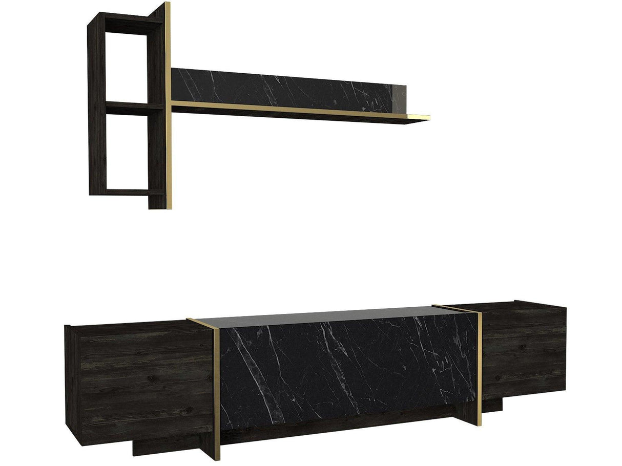 Set Mobila Sufragerie Meryem 2, 4 piese, Negru, 103x60x37 cm
