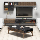 Set Mobila Sufragerie Milan - Walnut, Black, Nuc, 180x40x35 cm