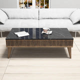 Set Mobila Sufragerie Milan - Walnut, Black, Nuc, 180x40x35 cm