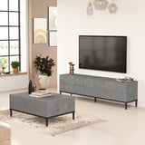 Set Mobila Sufragerie Oslo, Gri, 2 piese, Comoda Tv - Masuta de Cafea, 170.3x35.5x46.35 cm