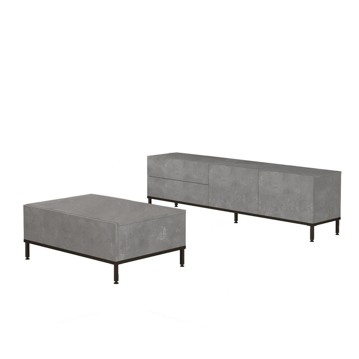 Set Mobila Sufragerie Oslo, Gri, 2 piese, Comoda Tv - Masuta de Cafea, 170.3x35.5x46.35 cm