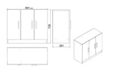 Set mobilier de birou Linta XL, 5 piese, Birou - Biblioteca - Consola - Masa - Rollbox, 140x60x74 cm - Bej