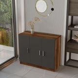 Set mobilier de birou Linta XL, 5 piese, Birou - Biblioteca - Consola - Masa - Rollbox, 140x60x74 cm - Maro