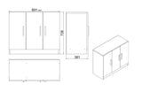 Set mobilier de birou Linta XL, 5 piese, Birou - Biblioteca - Consola - Masa - Rollbox, 140x60x74 cm - Maro