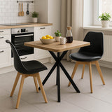 Set mobilier de sufragerie cu Scaune Gaston, cu Masă Prestone, Lemn, Negru, 70x70x75 cm