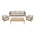 Set mobilier de exterior cu măsuță și canapele Verilan, lemn masiv de acacia și șnur, perne bej, variate, 214x77x70 cm