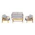 Set mobilier de exterior cu pernute, Malibu II, lemn de acacia cu sfoară, pentru relaxare în grădină, ajustabile, natural, 128x76x65 cm