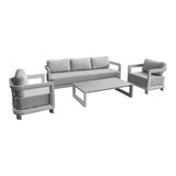 Set mobilier de exterior Jenora, aluminiu și țesătură, bej cu accente, gri deschis, 212x72x64 cm