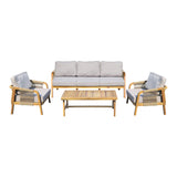Set mobilier de exterior Malibu III, cu funcție relaxare, Lemn de acacia și frânghie, generoase, Include perne, bej, 188x76x65 cm