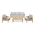 Set mobilier de exterior Malibu III, cu funcție relaxare, Lemn de acacia și frânghie, generoase, Include perne, bej, 188x76x65 cm