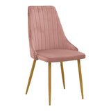 Set mobilier de sufragerie Azori cu Scaune Roz Prafuit și Masă Sticlă Antoro, Sticlă/Metal, 80x75 cm