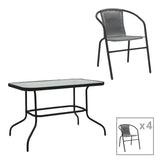 Set mobilier de sufragerie cu funcție extensibilă Valor-Obbi, Metal/Glas, Negru - Gri, 110x60x70 cm
