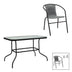 Set mobilier de sufragerie cu funcție extensibilă Valor-Obbi, Metal/Glas, Negru - Gri, 110x60x70 cm