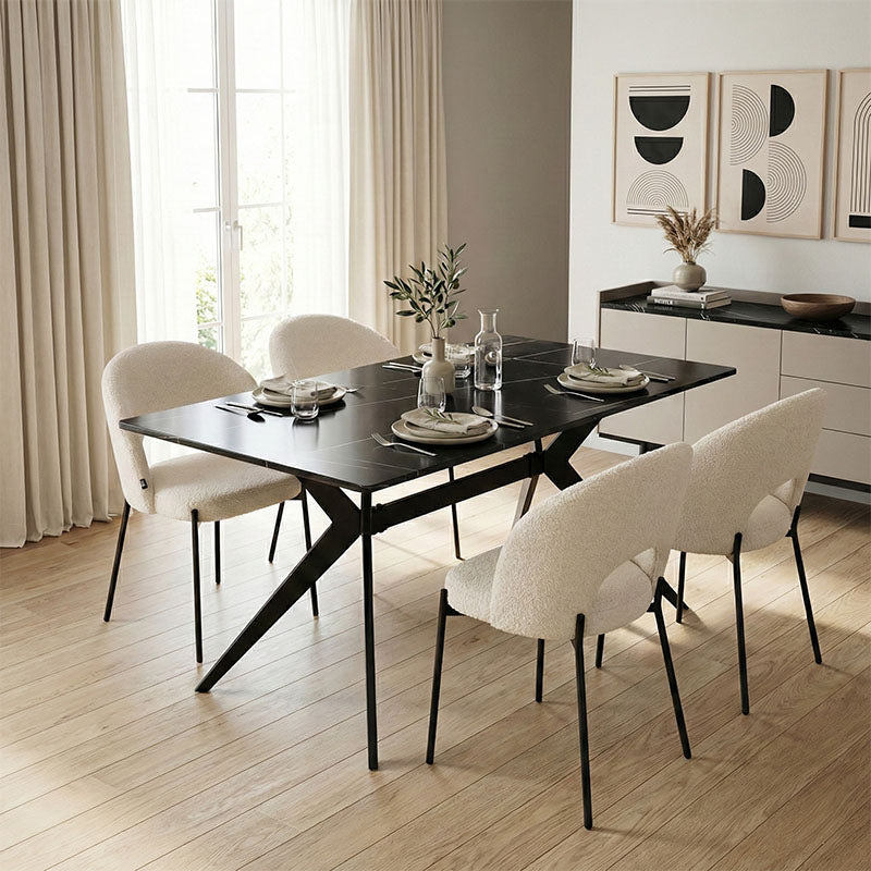 Set mobilier de sufragerie cu Funcție Extinsă, Masebo/Ezali, Lemn/Metal, 140x80x75 cm
