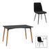 Set mobilier de sufragerie cu Masă și 4 Scaune, Natali-Noor, Negru, Picioare Lemn, 120x80x76 cm