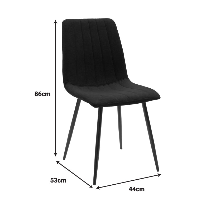 Set mobilier de sufragerie cu Masă și 4 Scaune, Natali-Noor, Negru, Picioare Lemn, 120x80x76 cm