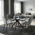 Set mobilier de sufragerie cu Scaune Gri Jelour și Masă Rotundă Neagră Orbital, Metal și Lemn, D120x H76, Set 5 Piese, 120x120x76 cm