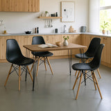 Set mobilier de sufragerie Julita, lemn/oțel, masă, 4 scaune, negre, 120x60x73 cm