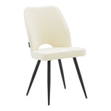 Set mobilier de sufragerie Renish cu Scaune Albe și Masă Ezali Neagră, Lemn/Metal, 140x80x75 cm