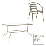 Set mobilier de sufragerie Tade-Valor, Metal și Sticlă, Multicolor, 110x60x70 cm