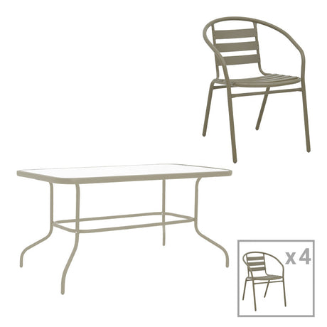 Set mobilier de sufragerie Tade-Valor, Metal și Sticlă, Multicolor, 110x60x70 cm