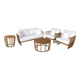 Set mobilier exterior cu funcție Eron II, lemn de acacia, cu detalii din frânghie, generoase, include perne, bej, 163x80x59 cm