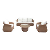 Set mobilier grădină cu funcție lounge Tropicana, ratan, maro/bej, compacte, 204x80x74 cm