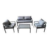Set mobilier grădină Gardenly, aluminiu, cu perne gri, 4 piese, rezistent, 141x69x72 cm