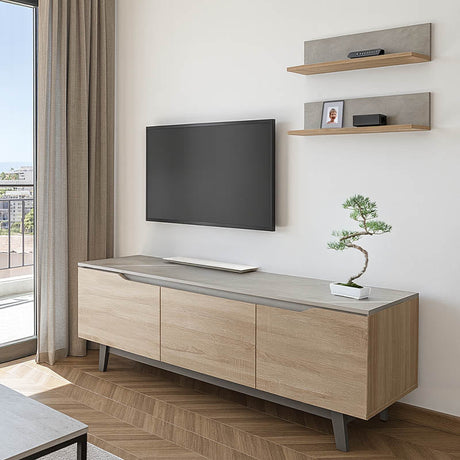 Set mobilier living cu finisaj marmura bej Kasia, Lemn, 180x35x48 cm