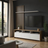 Set de mobilier living cu rafturi Delfina și metal, Sonoma - Negru, 190x40x199 cm - Set de mobilier living cu rafturi Delfina și metal, Sonoma - Negru, 190x40x199 cm - 230-000103