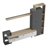 Set mobilier living cu functie de depozitare Ferefia, Alb, 240x45x189 cm