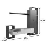 Set mobilier living cu functie de depozitare Ferefia, Alb, 240x45x189 cm